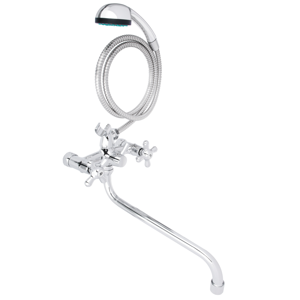 SoyuzKran Mixer for bathtub with shower, round spout 30cm, ker. crane axleboxes 1/2, chrome, zinc, SK08-S222