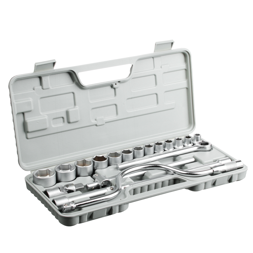 ERMAK Set of sockets, 19 pcs., 10-32mm, with 1/2" universal joint