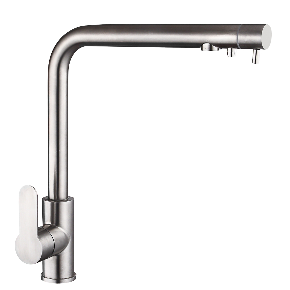 SoyuzKran Kitchen faucet with power outlet. water, ker. cartridge 35mm, stainless steel steel, SS01-G132