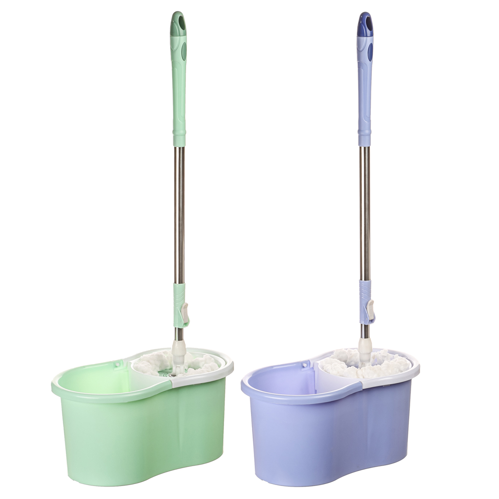 MOP set: 9 l bucket, mop, wringer principle. "Yula", plastic