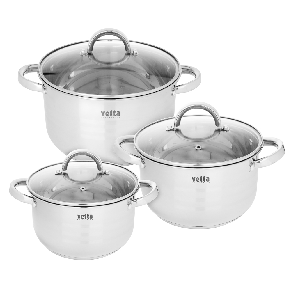 VETTA Fulton Set of pans 6 ave. (2.9l+4.0l+5.4l) with glass. lid