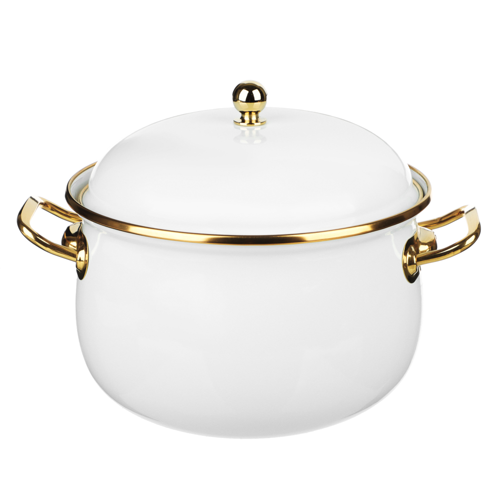 BY COLLECTION Enameled pan, 20cm, 3.8l, induction, white