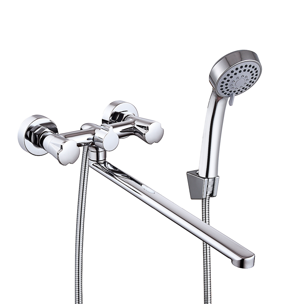 RAIN Bath mixer Uranus, straight spout 30cm, 1/2 axle tap, shower. set, oval, brass, chrome