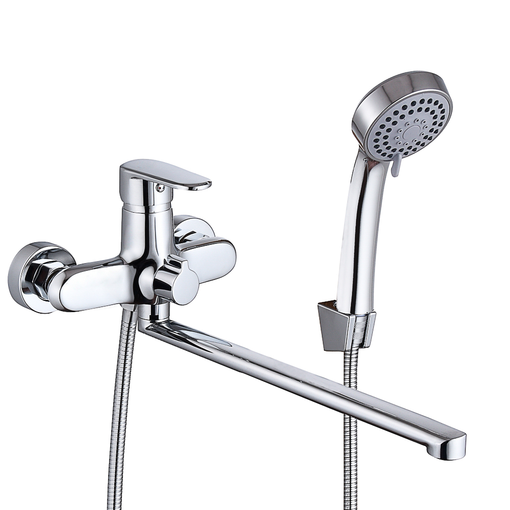 RAIN Bath mixer Garnet, straight spout 35cm, shower. set, cartridge 35mm, brass, chrome