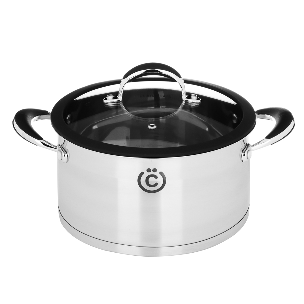 VSEGAZIN Jela Pan 22x12cm 4.3l, glass. lid, induction, stainless steel steel