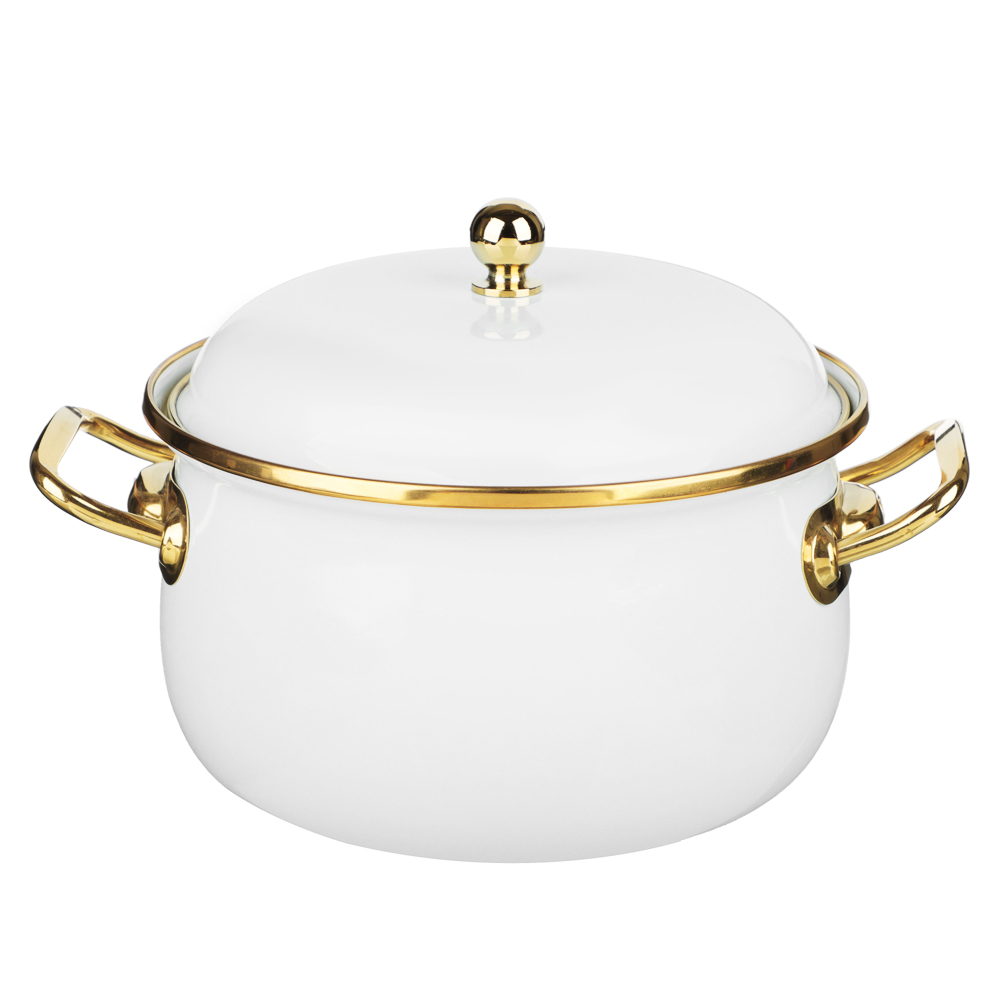 BY COLLECTION Enameled pan, 18cm, 2.8l, induction, white