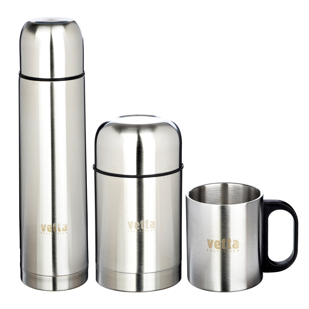 VETTA Travel set (thermos 1l "Bullet" + thermos soup 750ml + mug 300ml) in a bag