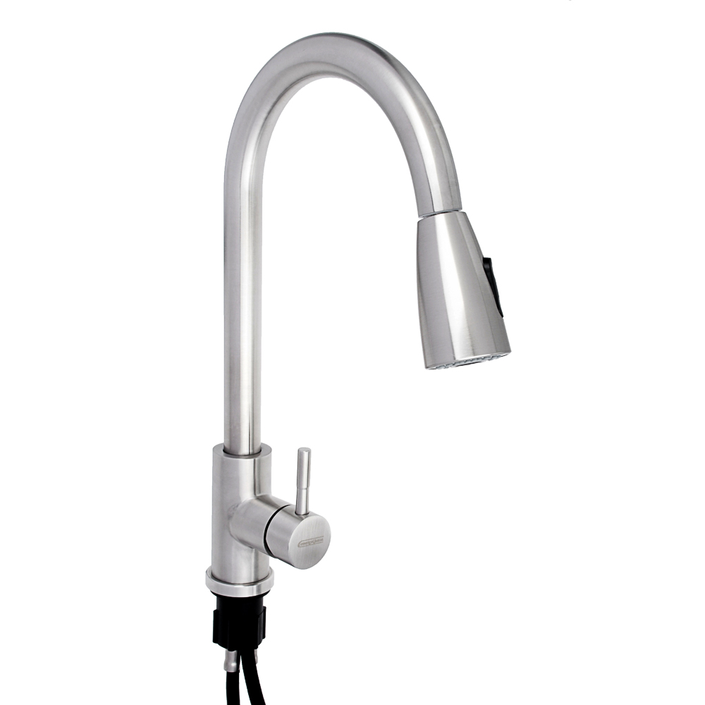 SoyuzKran Kitchen faucet, pull-out spout 40cm, ceramic. cartridge 35mm, stainless steel steel, SS01-E132