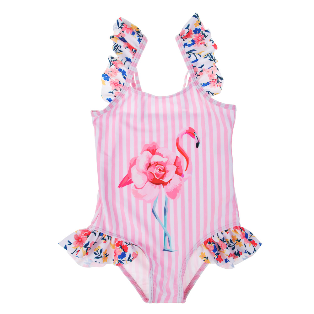 GALANTE Flamingo One-piece swimsuit for girls, size 122-128, 82% polyester, 18% elastane