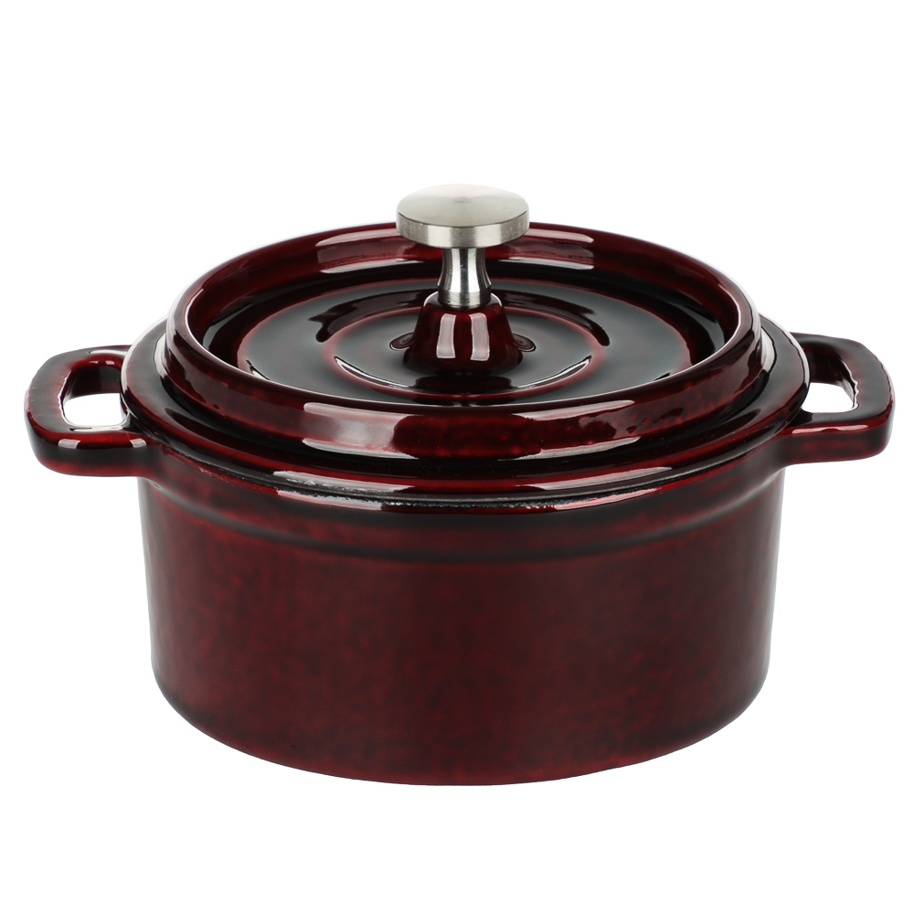 BY COLLECTION Pot with lid, cast iron with enamel coating, 10x5cm, 250ml