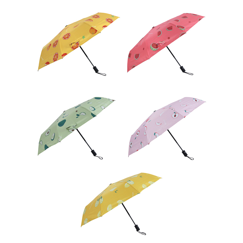 Women's umbrella, automatic, metal, plastic, polyester, 55 cm, 8 spokes, 5 designs, A2024-1