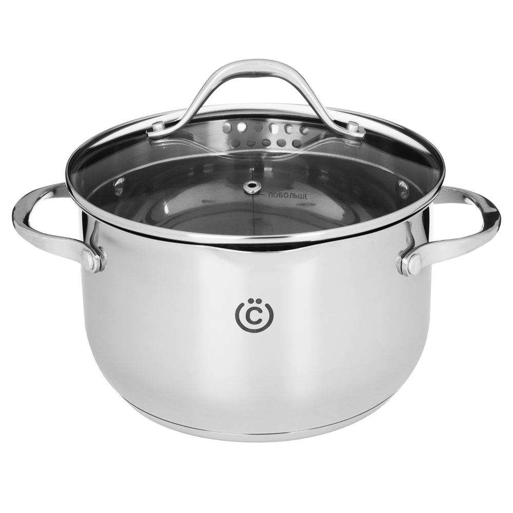 VSEGAZIN Adjira Casserole 20x12.5cm, 3.6l, glass. lid, induction, stainless steel steel 18/10