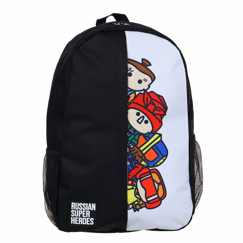 BY RUSSIAN SUPERHEROES Backpack for teenagers, 41x29x18cm, 1 compartment, 4 pockets, thick PE, vertical pocket