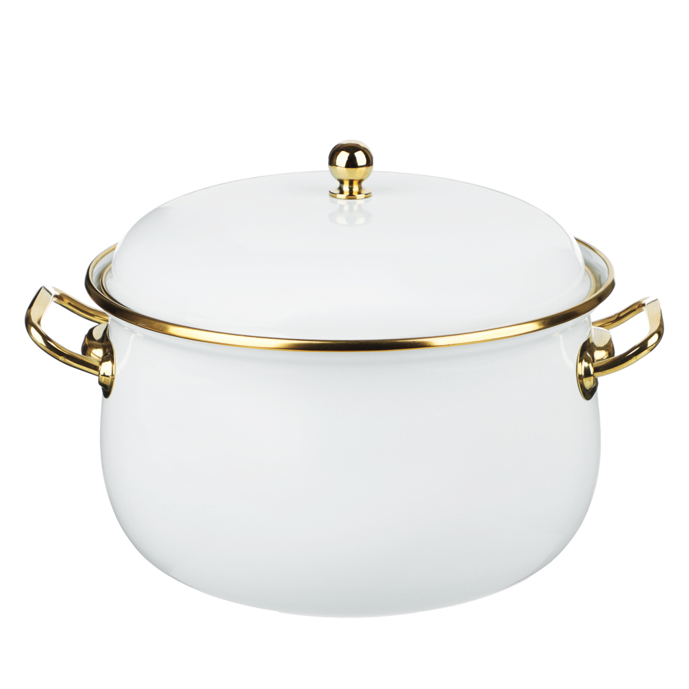 BY COLLECTION Enameled pan, 22cm, 4.8l, induction, white