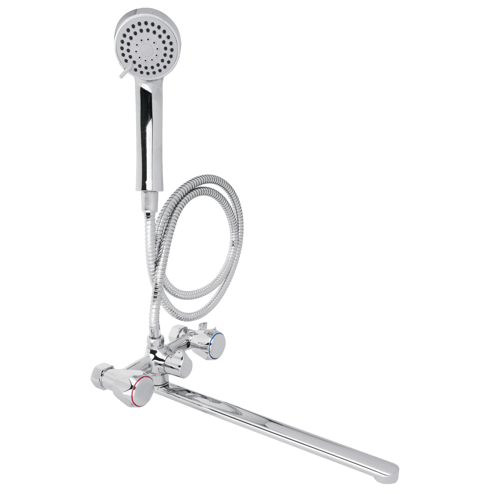 RAIN Bathtub mixer Uranus, straight spout 35cm, ceramic. faucet axleboxes 1/2, shower. set, brass, chrome