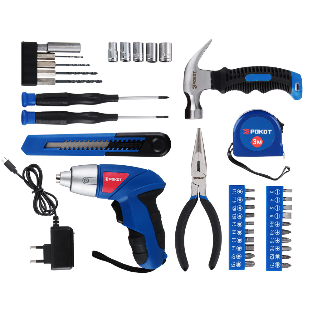 ROKOT Tool set "Craftsman" Battery screwdriver 3.6V, set of 38 items, in blister, for repair