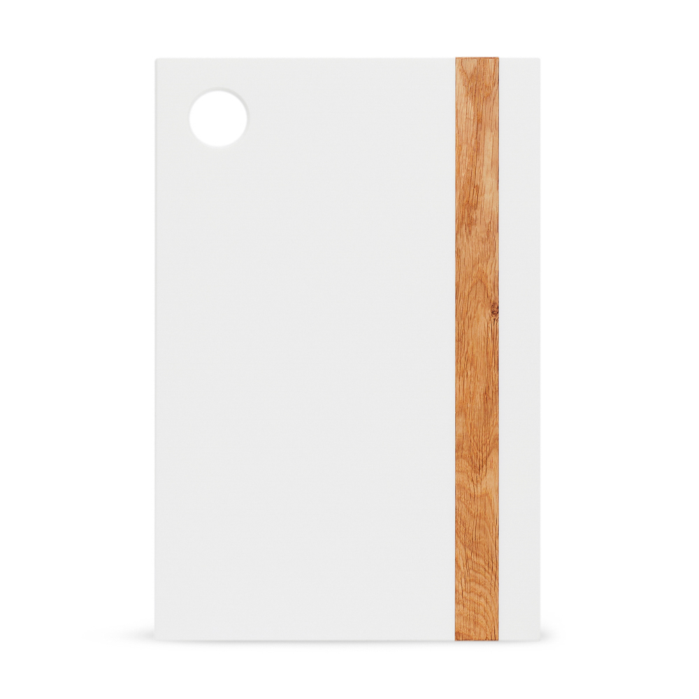 BY COLLECTION Cutting board 36x24x1.2cm, acrylic stone with oak lamella, white color
