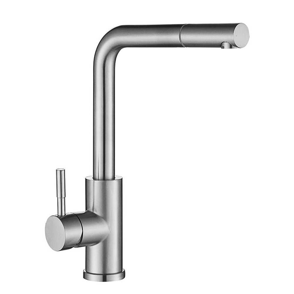 SoyuzKran Kitchen faucet, high pull-out spout, ceramic. cartridge 35mm, stainless steel steel, SS01-D132