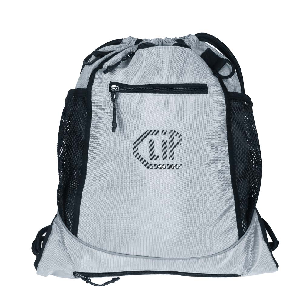 Backpack-bag 46x42cm, 1 compartment, 4 pockets, mesh pocket for ball, textured PE, reinforced corners, gray