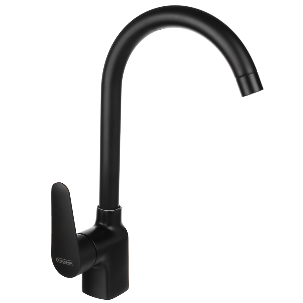 SoyuzKran Kitchen faucet, swivel spout, ceramic. cartridge 35mm, black, zinc, SK01-R105