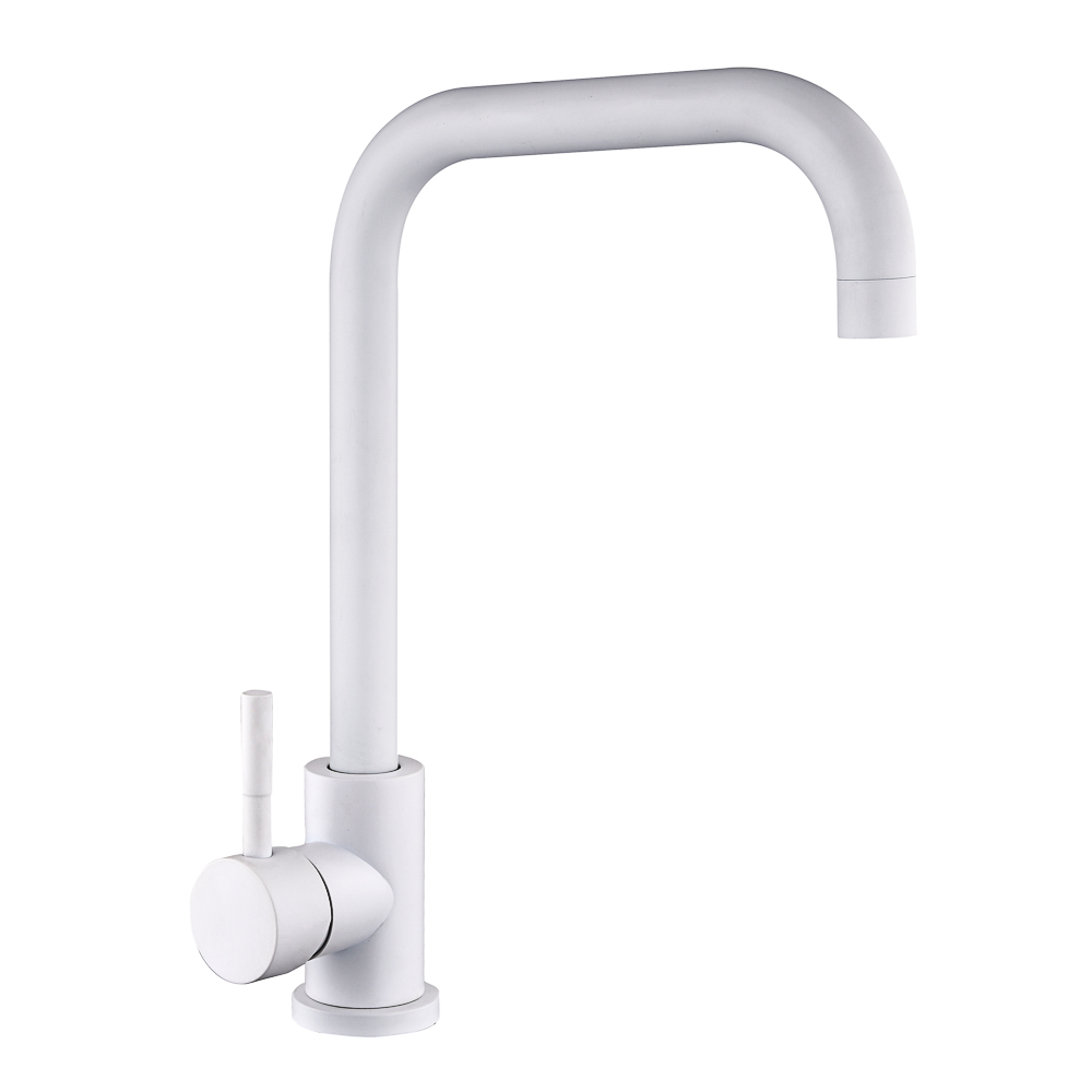 SoyuzKran Kitchen faucet, swivel spout 30cm, cartridge 35mm, stainless steel. steel, white SS01-R133