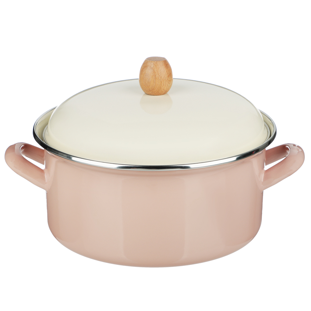 BY COLLECTION Enameled pan, 22cm, 3.6l, induction, beige
