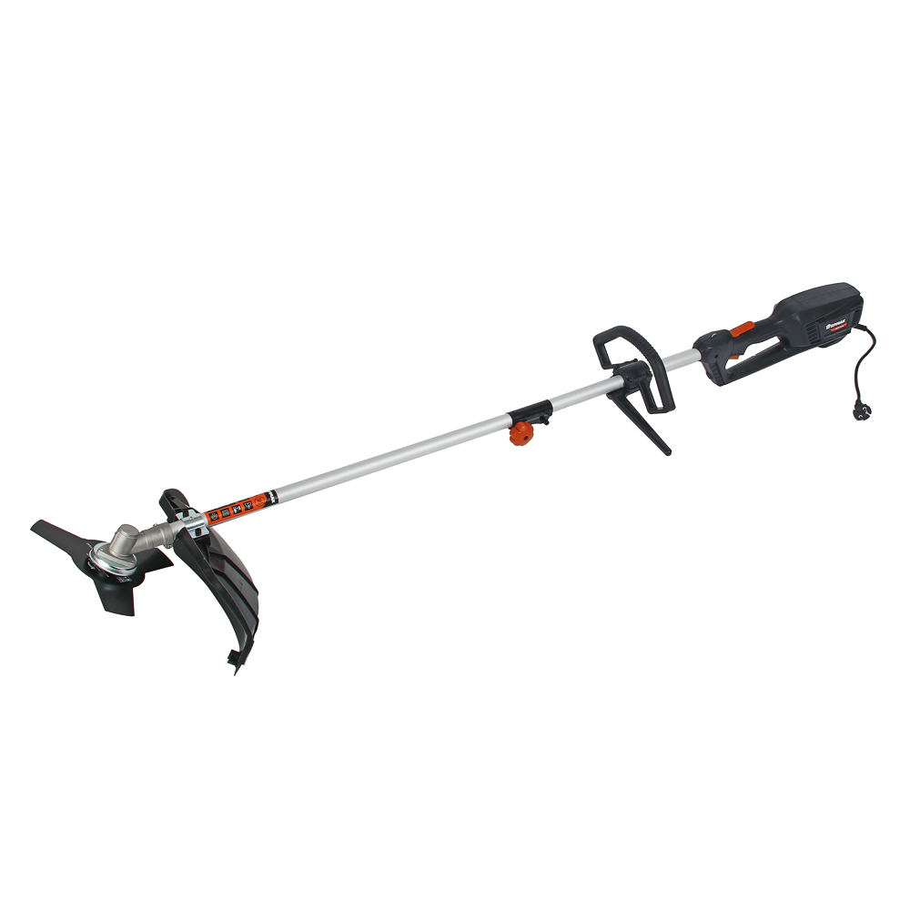 ERMAK Electric trimmer 1.5 kW / 2.0 hp. Knife 225 mm, spool 420 mm with fishing line 2.0 mm, straight dismountable rod