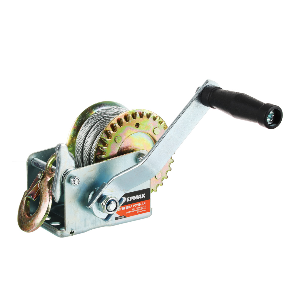 ERMAK Manual gear winch (metal cable) 450kg, 10m