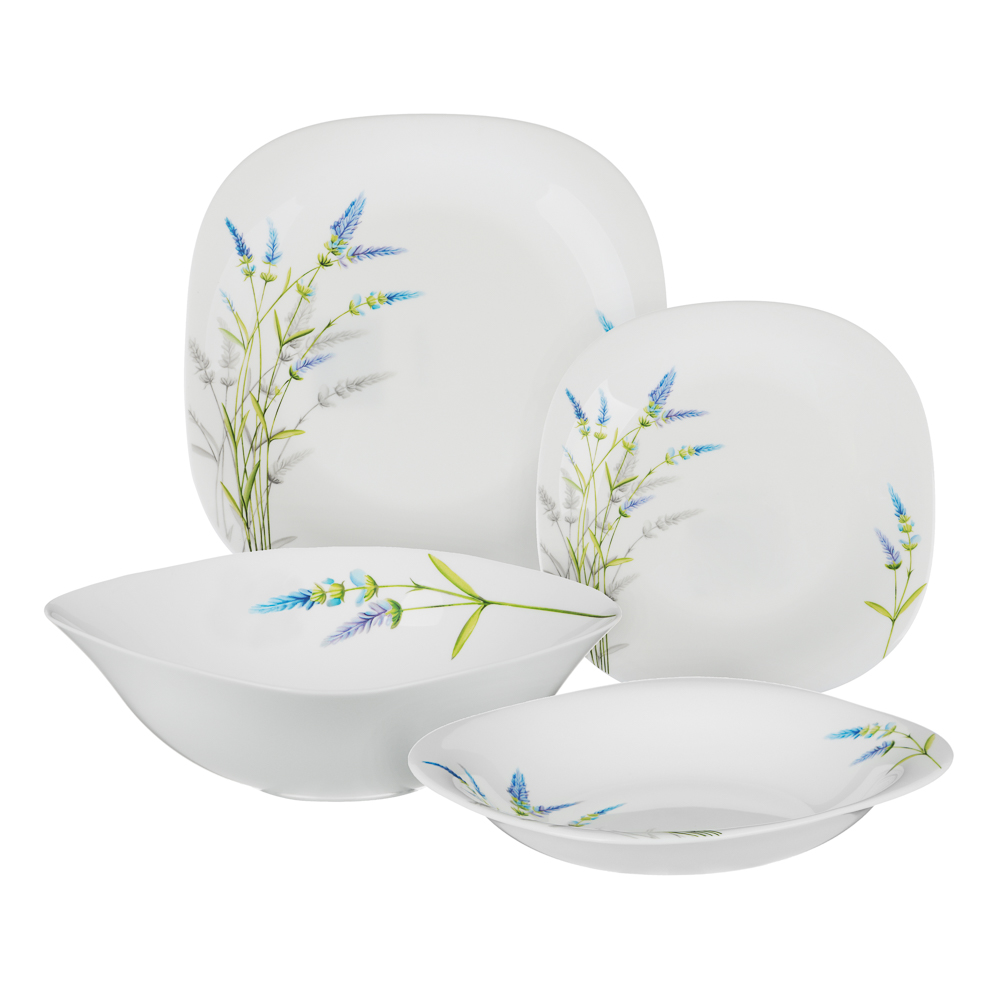 MILLIMI Kasia Dinnerware set 13 ave., opal glass, square shape, H220302