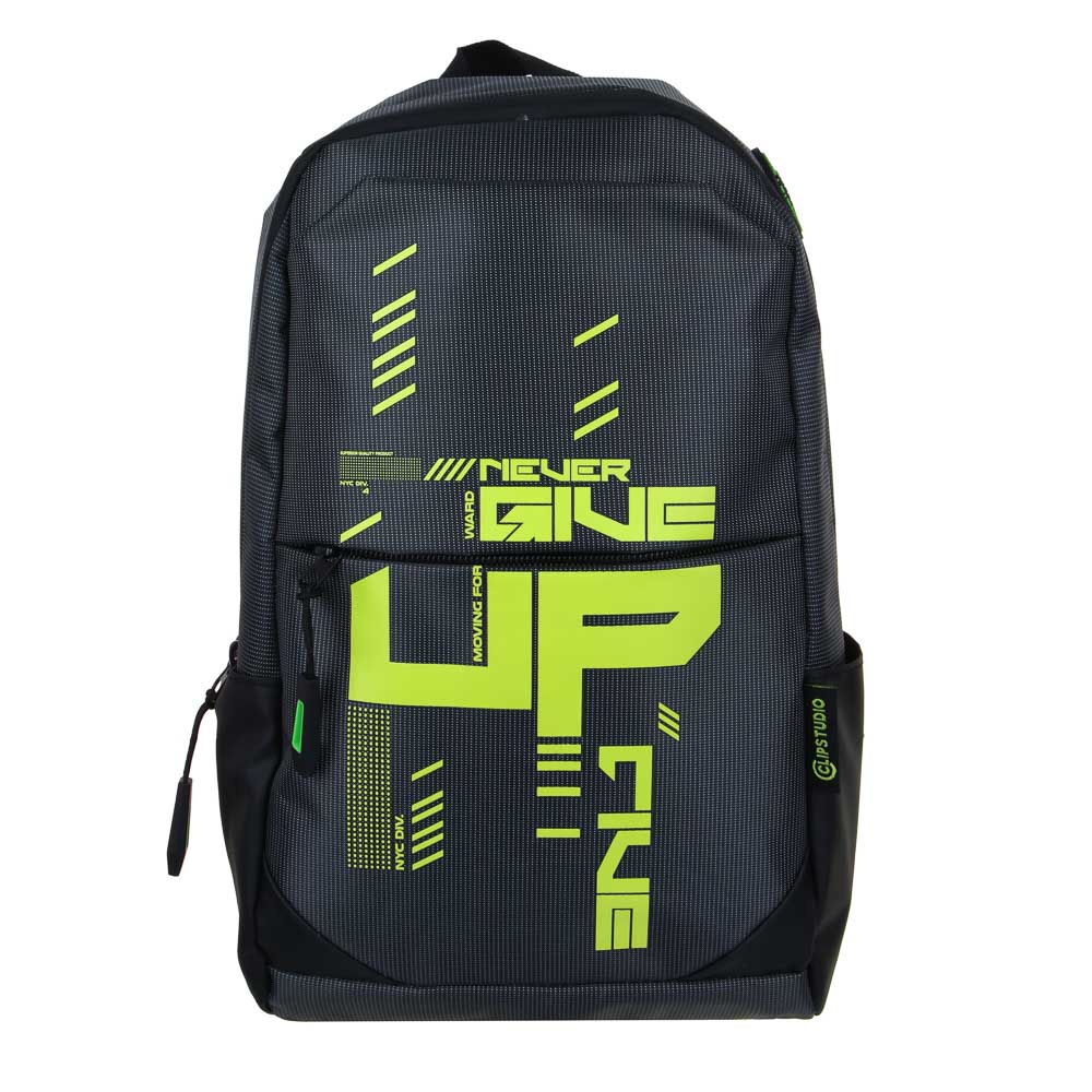 Mini backpack for teenagers, 33x21x8cm, "Neve Give Up", 1 compartment, 4 pockets, textured PE, 1 shoulder strap
