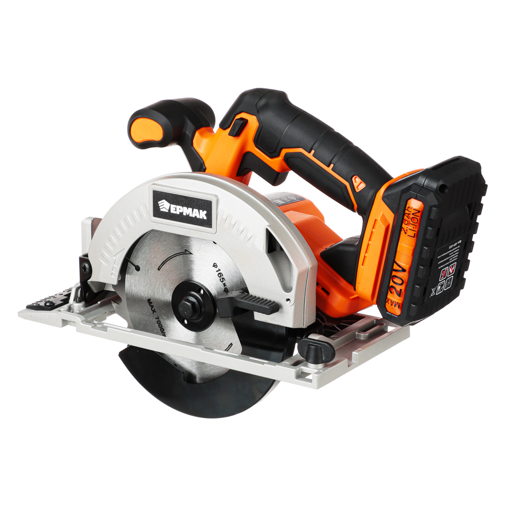 ERMAK X-PRO Circular saw battery series, single battery Li-ON 20V, blade 165mm, 4500 rpm.