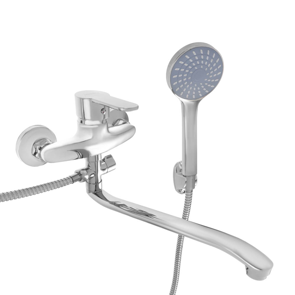 SoyuzKran Mixer for bathtub with shower, flat spout 35cm, ker. cartridge 40mm, chrome, zinc, SK09-I130