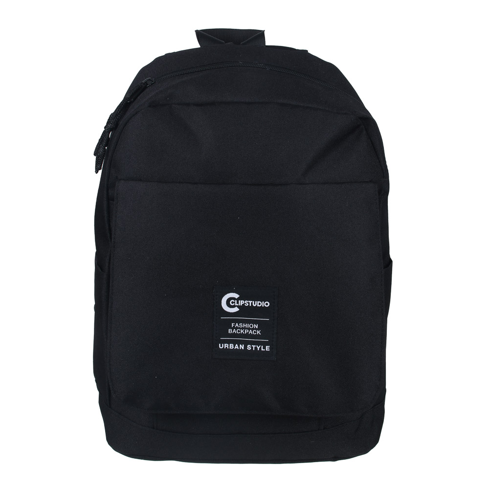 Backpack for teenagers 40x30x12cm, 1 compartment, 3 pockets, flap with Velcro, mesh back, PE, black