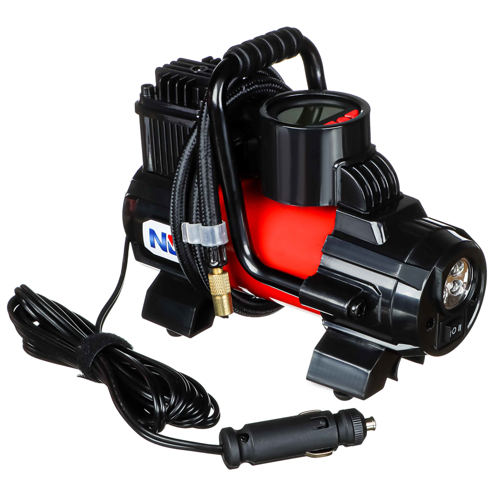 NG Auto compressor, pressure gauge, cigarette plug, LED flashlight, 12V, 120W, 35 l/min, metal