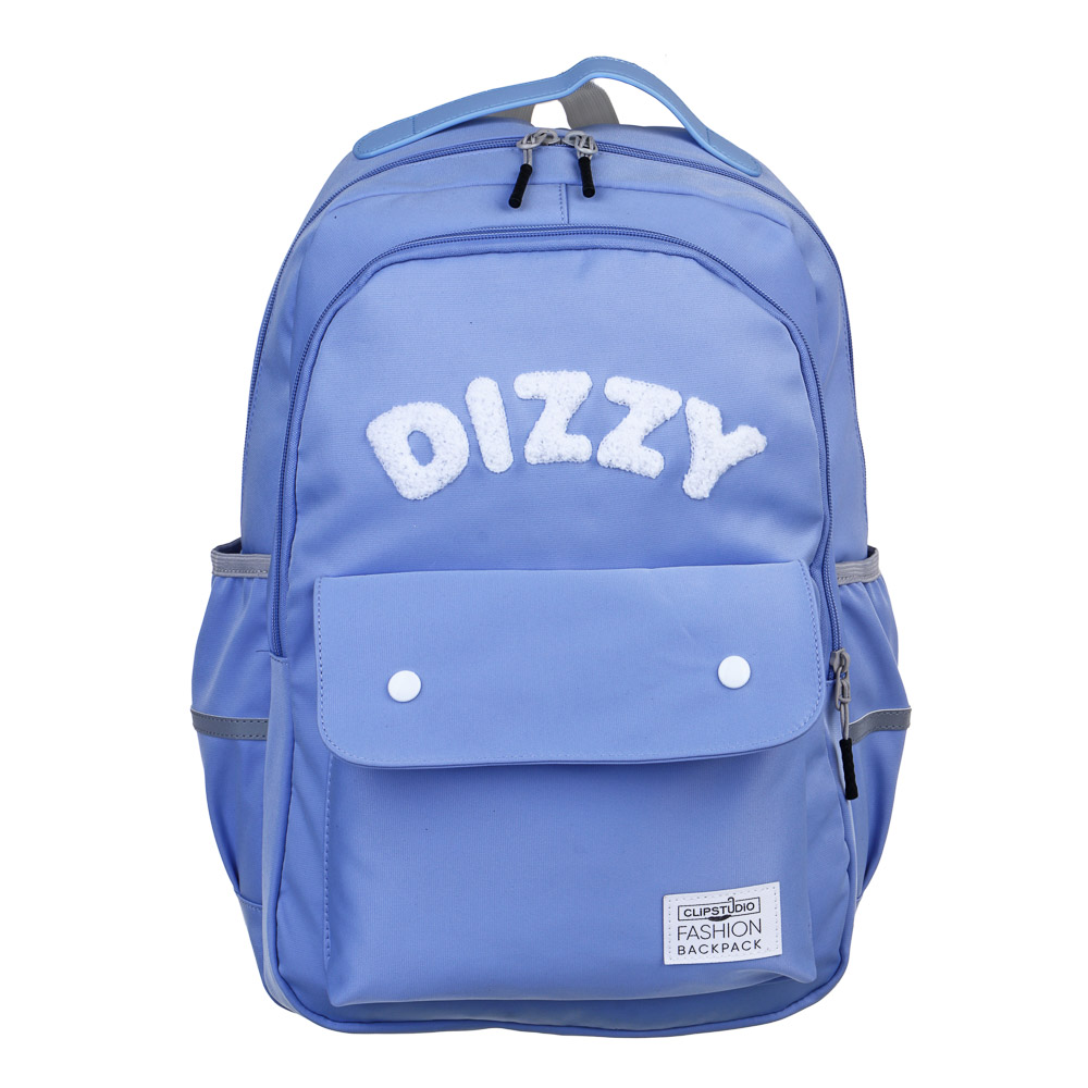 Backpack for teenagers 43.5x29x17cm, 2 compartments, 4 pockets, Velcro flap, faux fur decor, nylon, blue