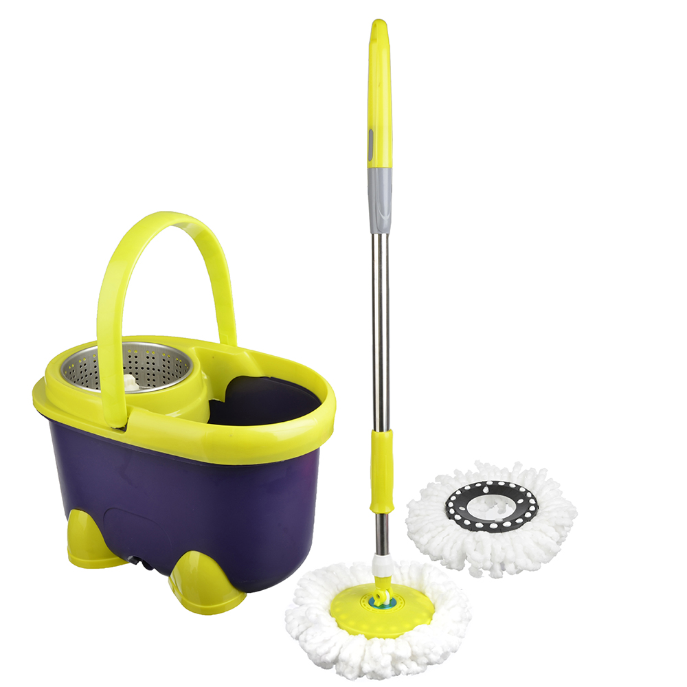 VETTA MOP set: 14 l bucket, with wheels, mop, additional nozzle, wringer principle. "Yula", metal, plastic