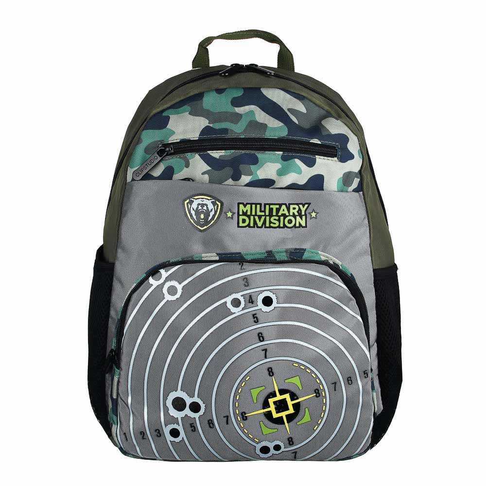 MILITARY DIVISION Backpack for teenagers 40x30x20cm, 1 compartment, 5 pockets, ergonomic back, PE