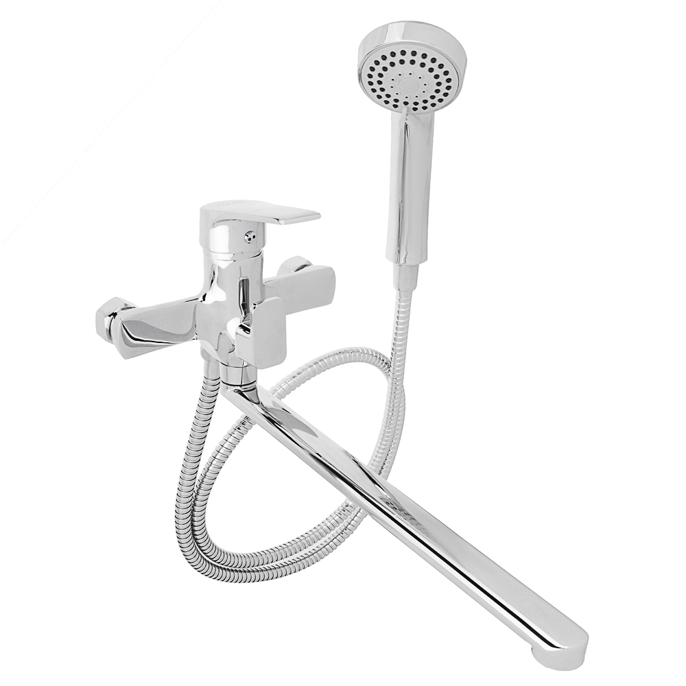 RAIN Bath mixer Lapis lazuli, straight spout 35cm, cartridge 35mm, with shower. set, brass, chrome