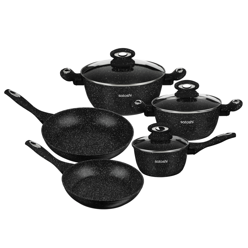 SATOSHI Valence Set of dishes.8pr, a/sp.coating: castr.+lids:2.3l;3.8l; ladle + lid 1.3 l; bucket 24.28 cm