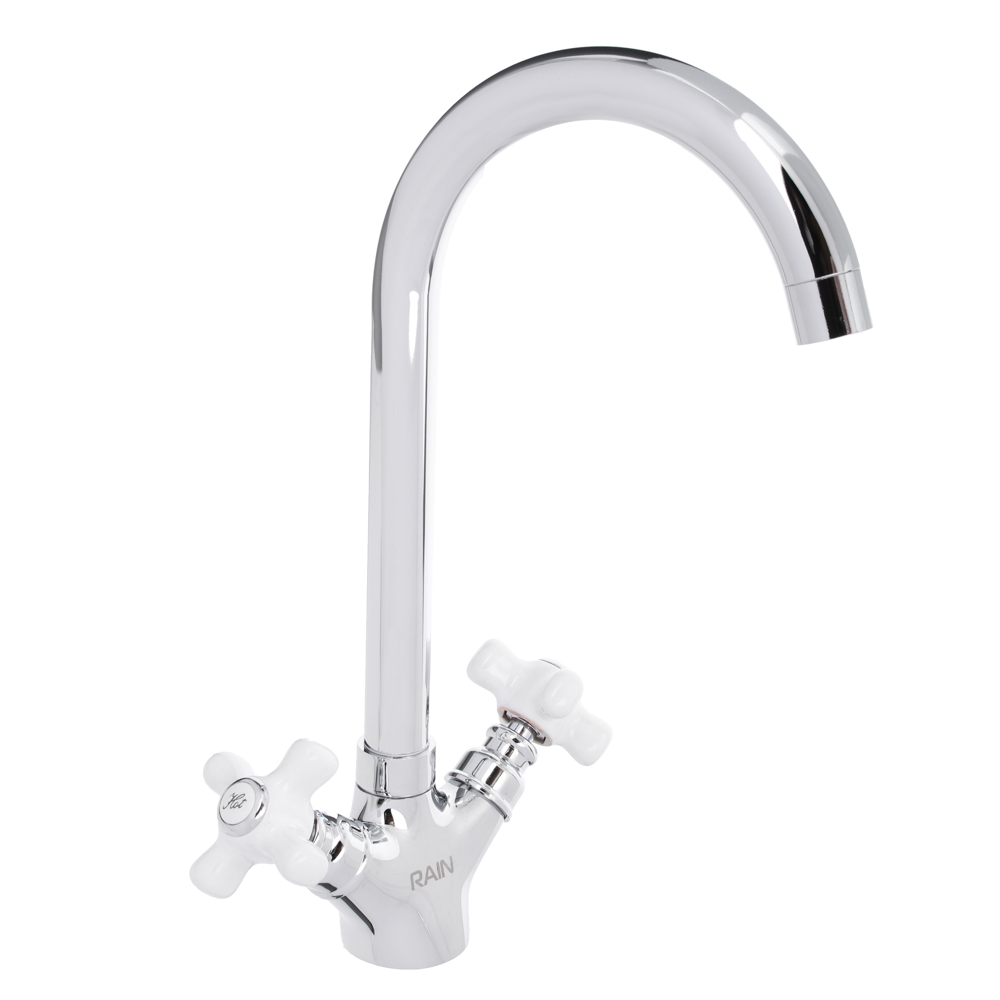 RAIN Kitchen mixer Venus, high spout, ceramic. faucet axleboxes 1/2, brass, chrome, ceramic handles