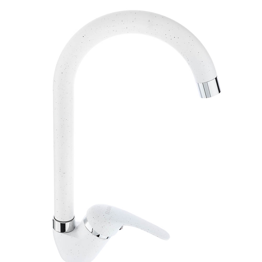 RAIN Kitchen faucet Vesta, high spout, 35mm cartridge, brass, granite effect, white
