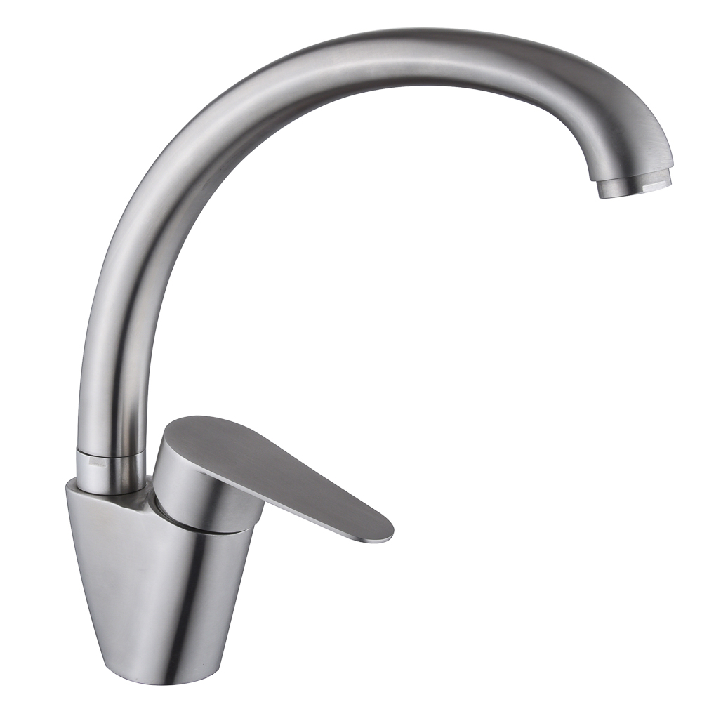 SoyuzKran Kitchen faucet, swivel spout, ceramic. cartridge 35mm, stainless steel, SS01-C233