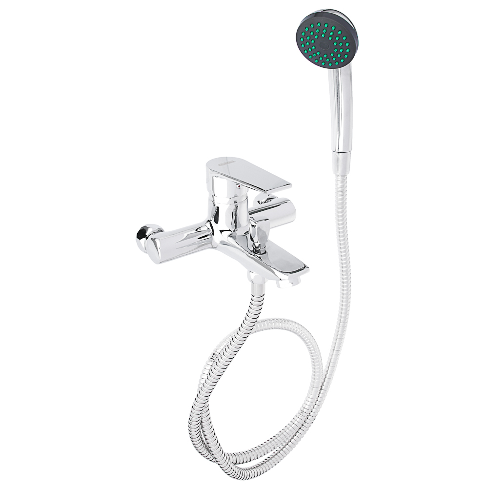 SoyuzKran Mixer for bathtub with shower, short spout, ceramic. cartridge 35mm, chrome, zinc, SK07-M105