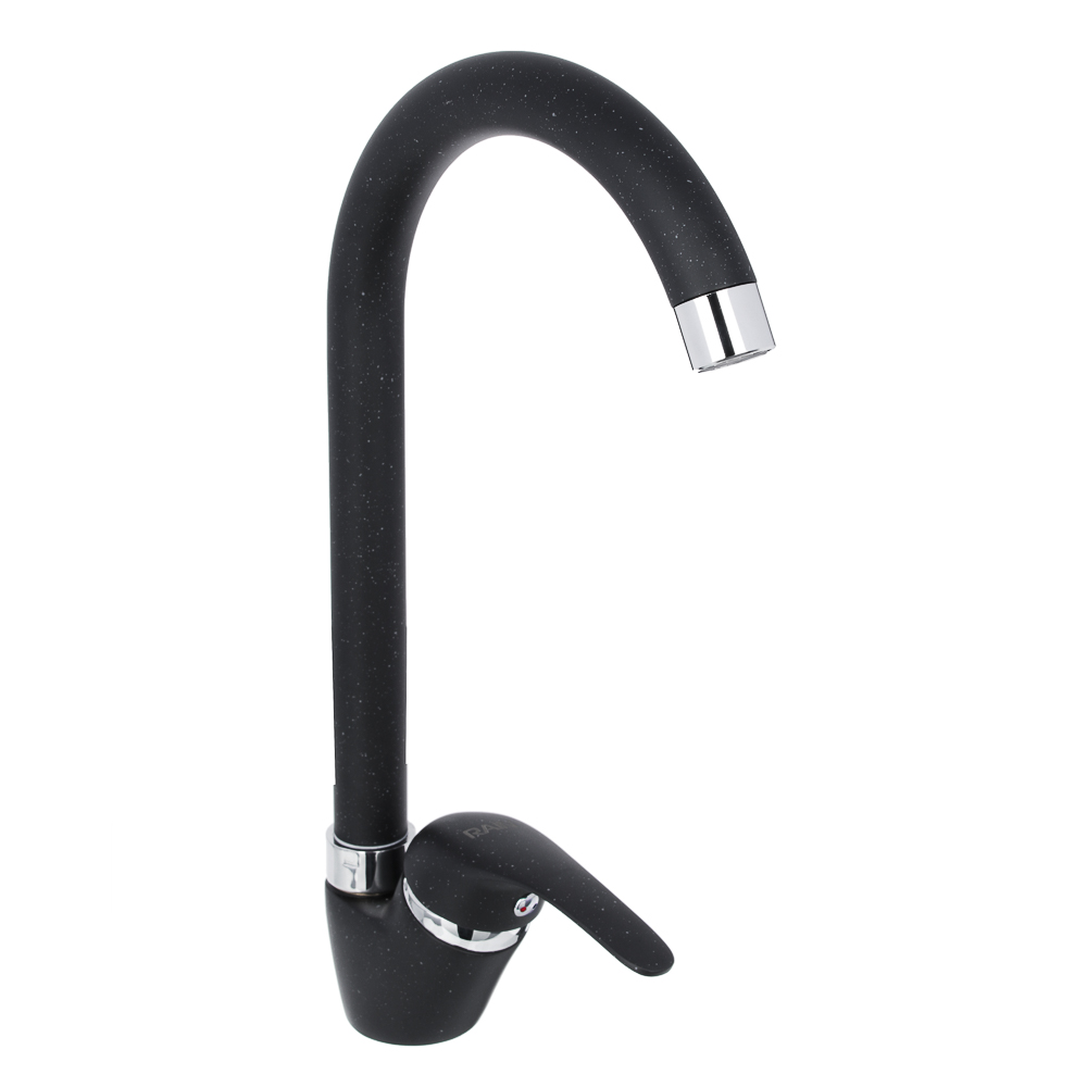 RAIN Kitchen faucet Vesta, high spout, 35mm cartridge, brass, granite effect, black