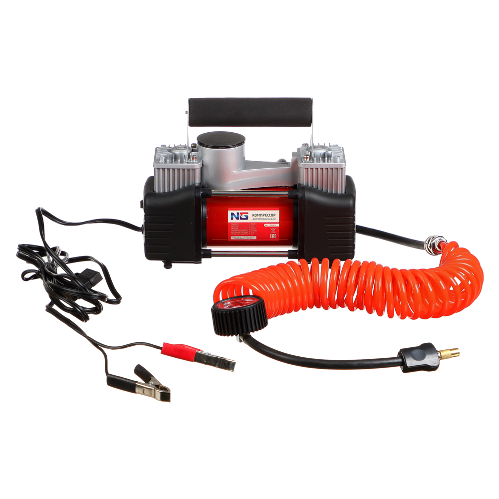 NEW GALAXY Car compressor, crocodiles for battery, 2-piston, 5m hose, in bag, 12V, 300W, 85l/m